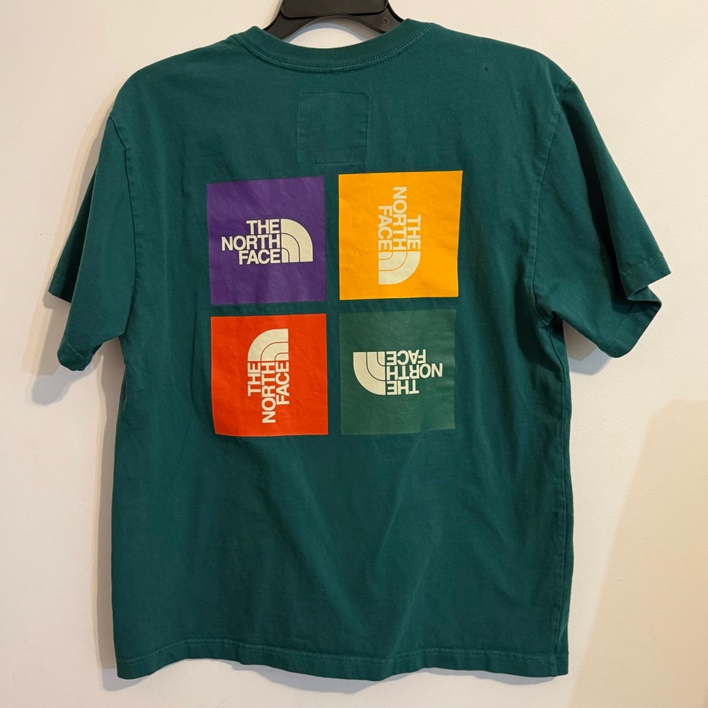 The North Face Teal Graphic Tee Multicolor Back Logo 100% Cotton Men’s M
